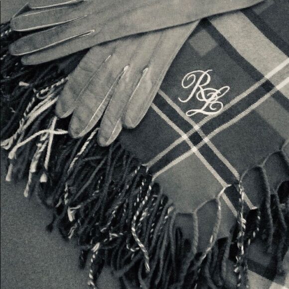 Ralph Lauren Collection ~ Black Cashmere Lined Lamb Suede Fringe Trimmed Gloves - Picture 15 of 16